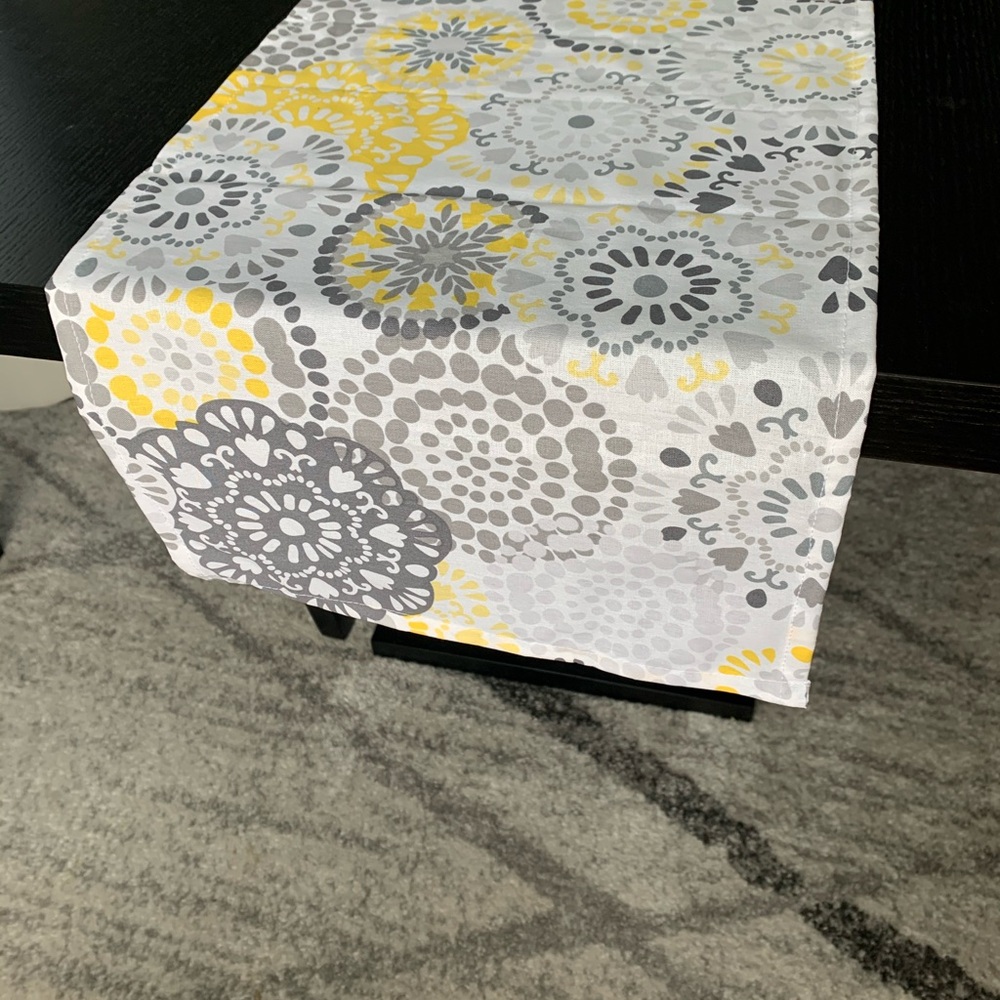 Made to Order Floral Table Runner in Yellow and Gray